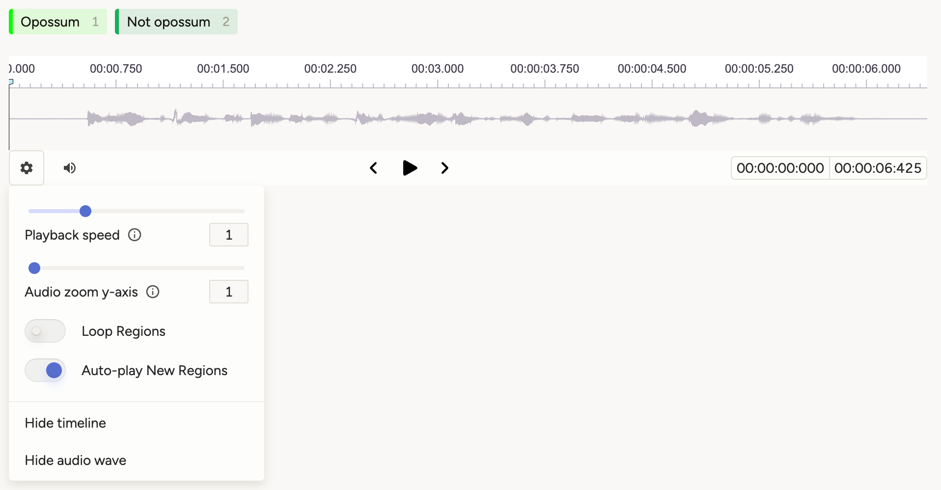 Screenshot of audio scroll
